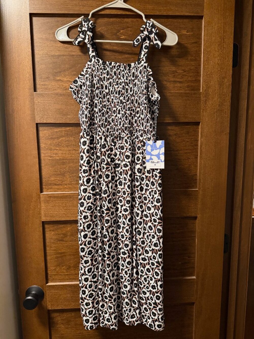 DVF x Target Girls Smocked Tie Strap Neutral Poppy Midi Dress NWT - Size 14 XL